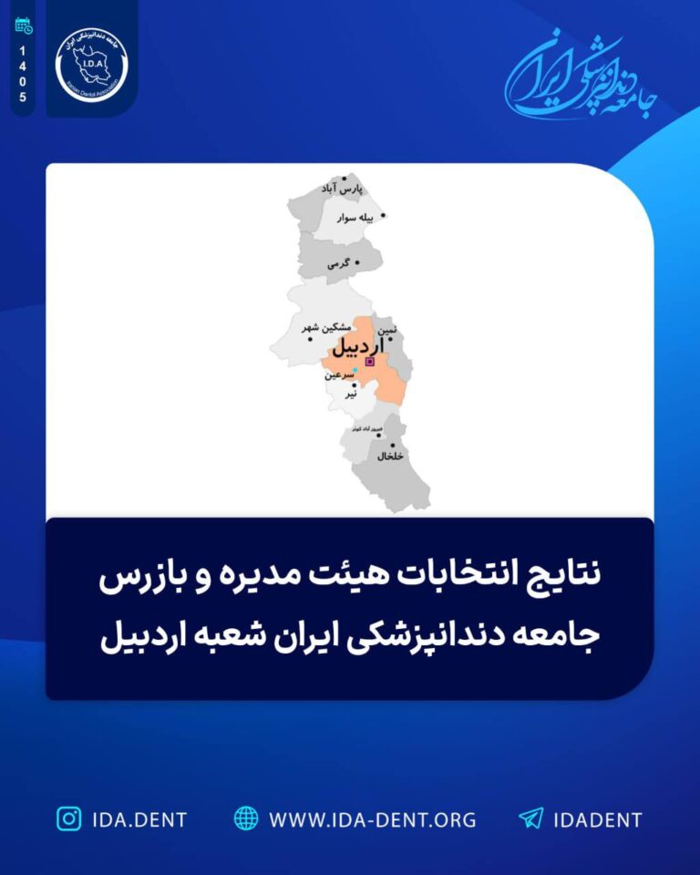 نتایج انتخابات هیئت‌مدیره و بازرس جامعه دندانپزشکی ایران شعبه اردبیل